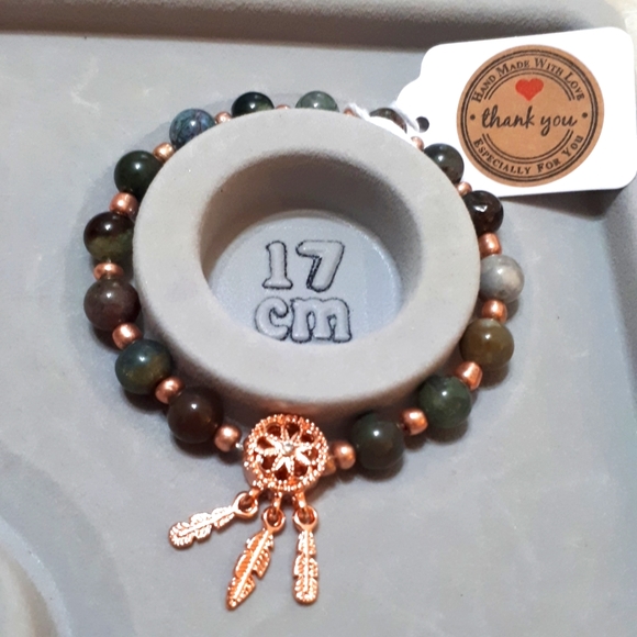 Semiprecious Gemstone Stretch Bracelet - Picture 2 of 2